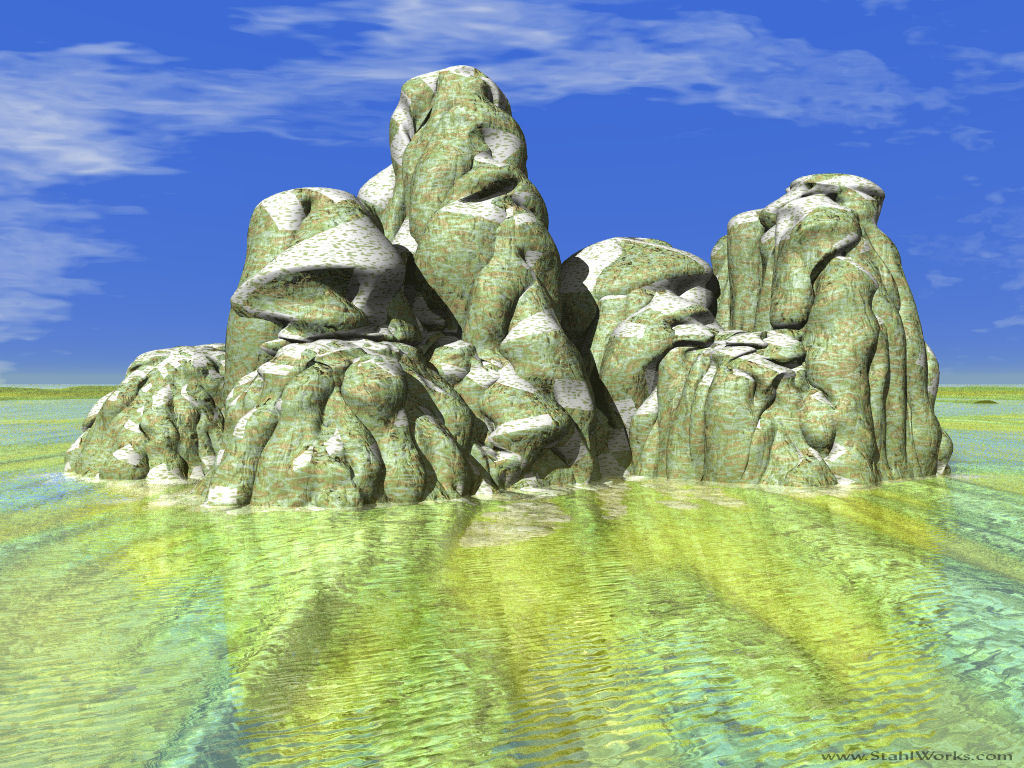 Potato Rocks in a Lake, Free Desktop Wallpaper, 1024x768 resolution
