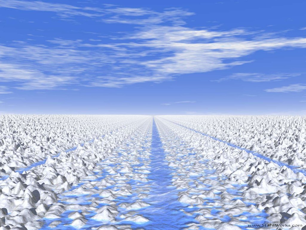 Cyan Ice Path, Free Desktop Wallpaper, 1024x768 resolution