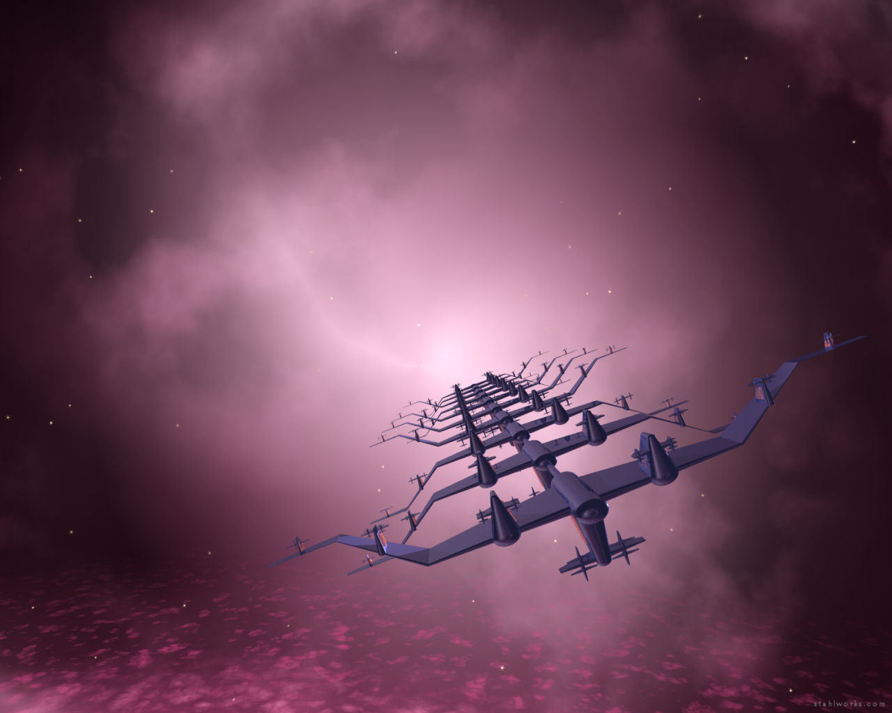Galactic Nebula Space Ship, Free Desktop Wallpaper, 1280x1024 resolution
