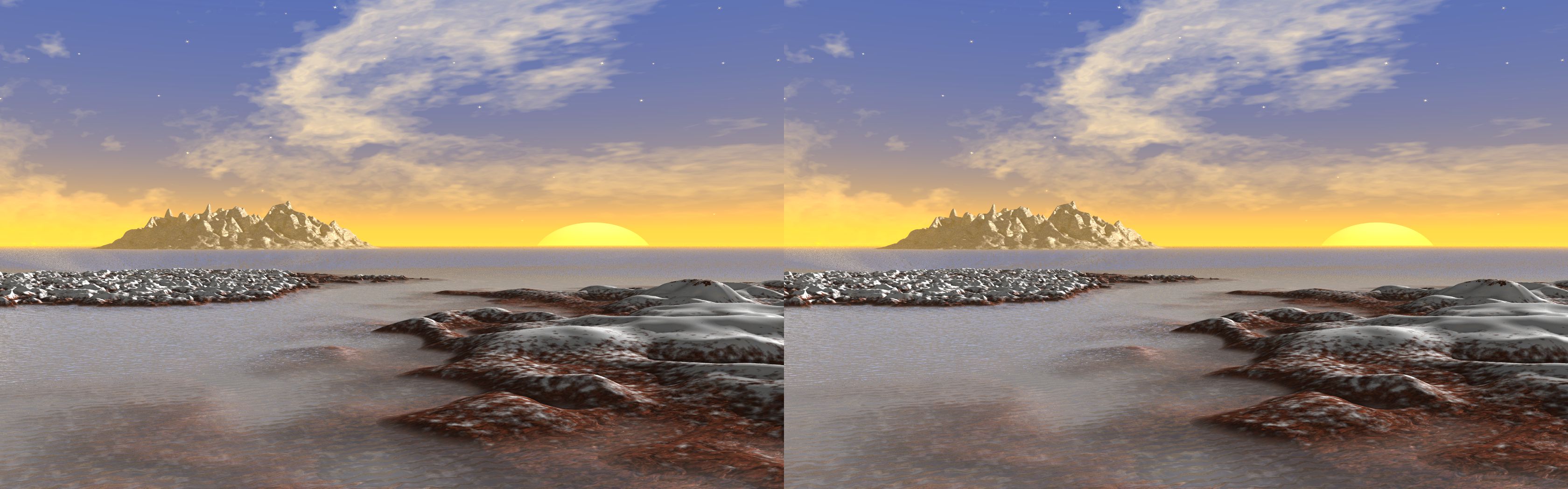 Ice Coast Sunset - 3D stereo JPS image
