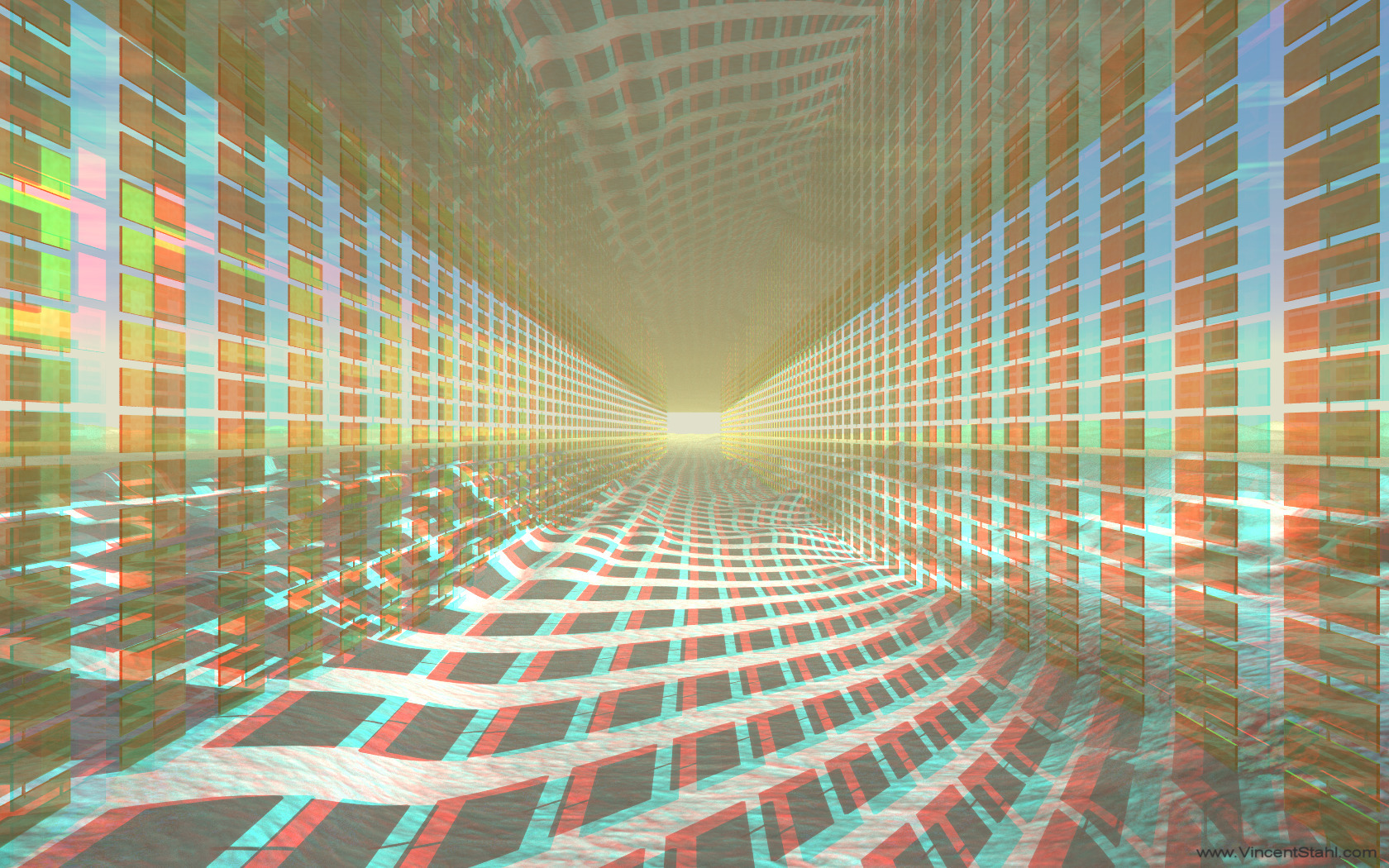 Gold Hall - 3D stereo anaglyph color