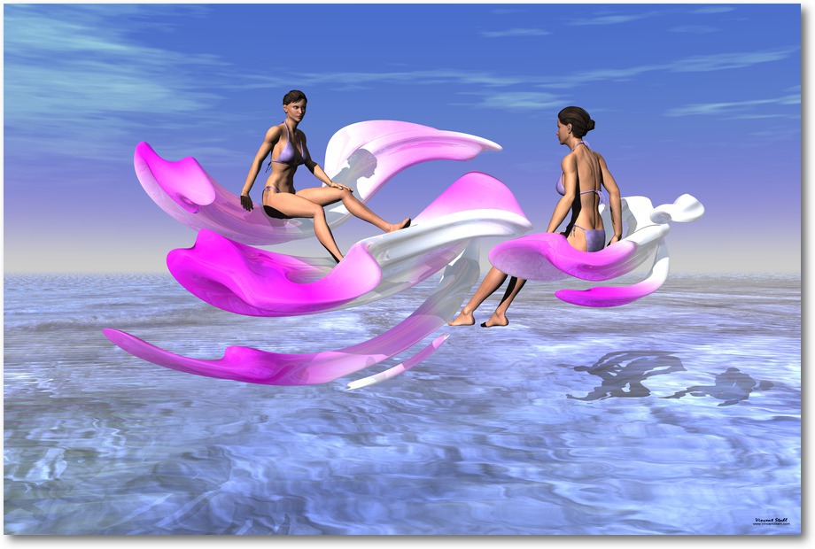 Pink Orchid Elves - Digital artwork