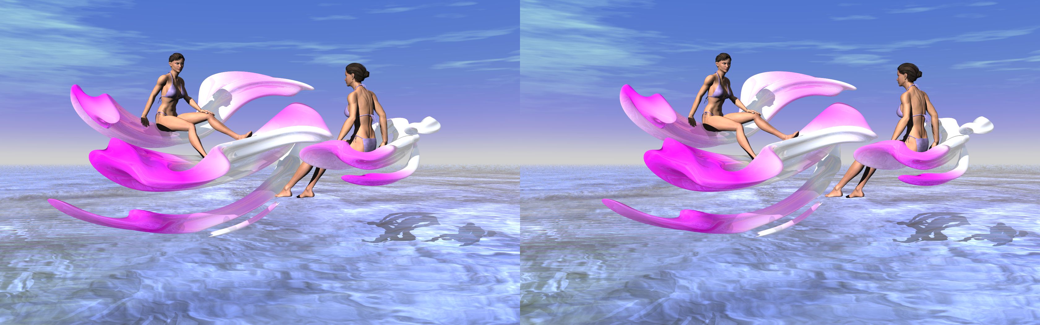 Pink Orchid Elves - 3D stereo JPS image