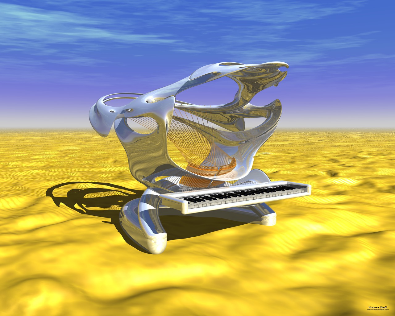 Shark Piano At Desert - Desktop wallpaper