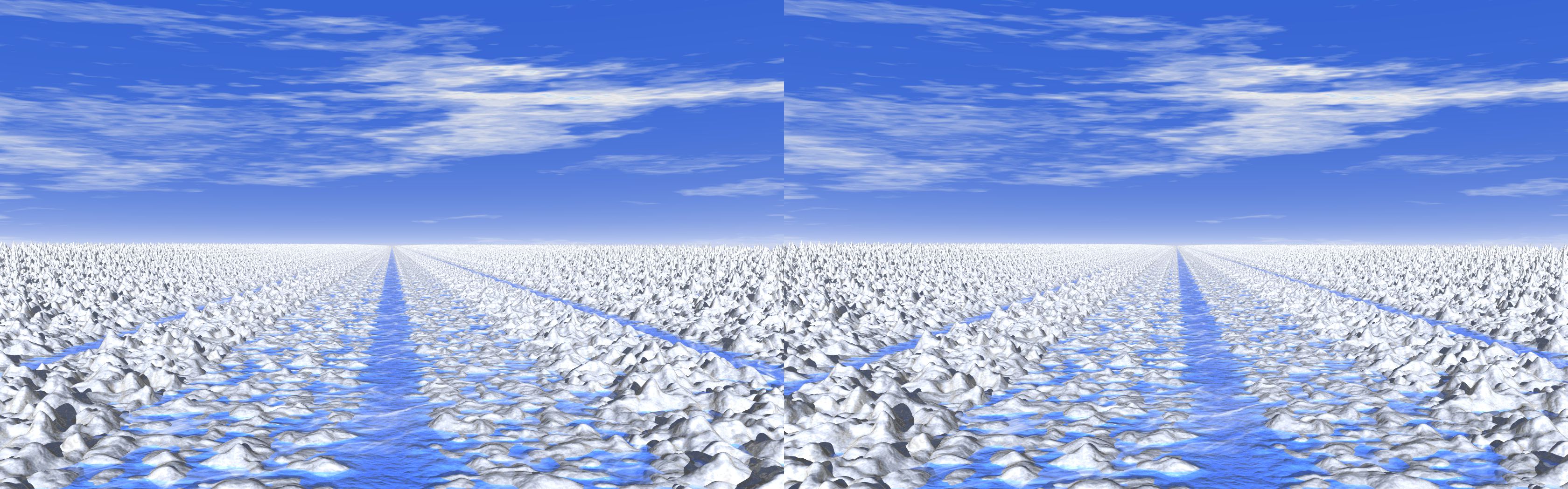 Cyan Ice Path - 3D stereo JPS image