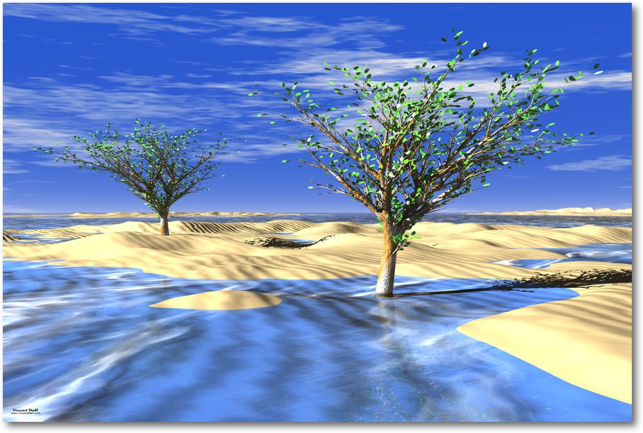 Frozen Desert Trees - Digital artwork
