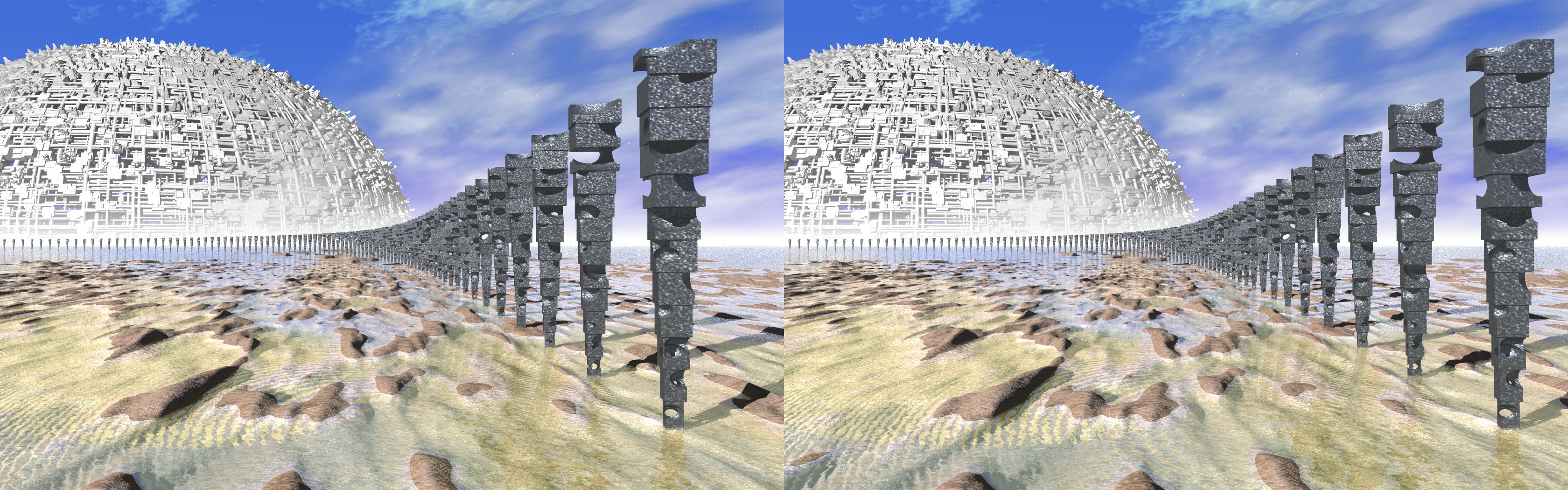 Shallow Water Poles - 3D stereo JPS image