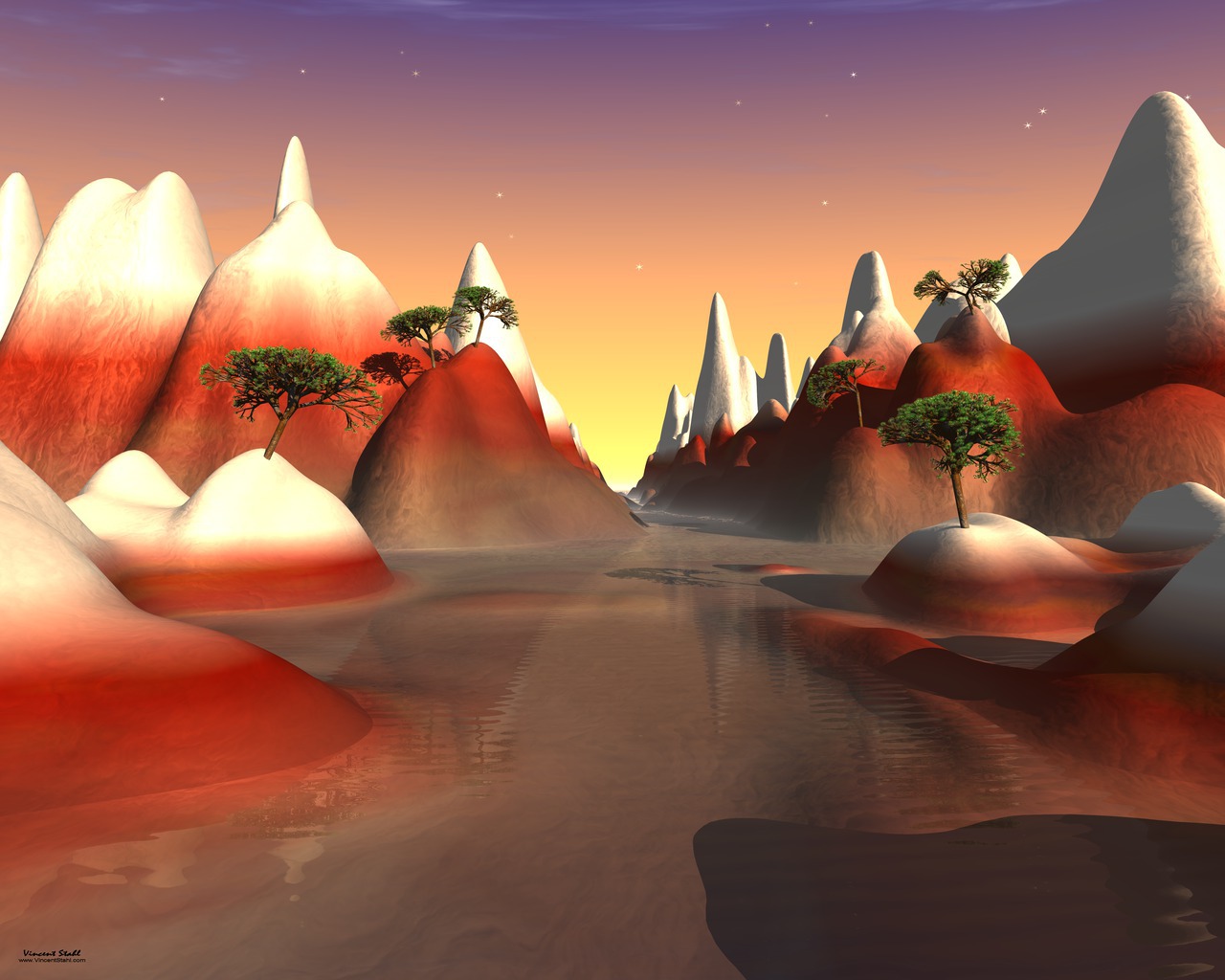 Red Mountain Waters - Desktop wallpaper