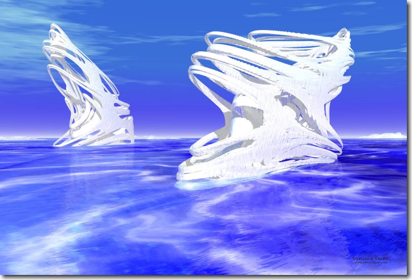wild white forms frozen within motion in a polar seascape